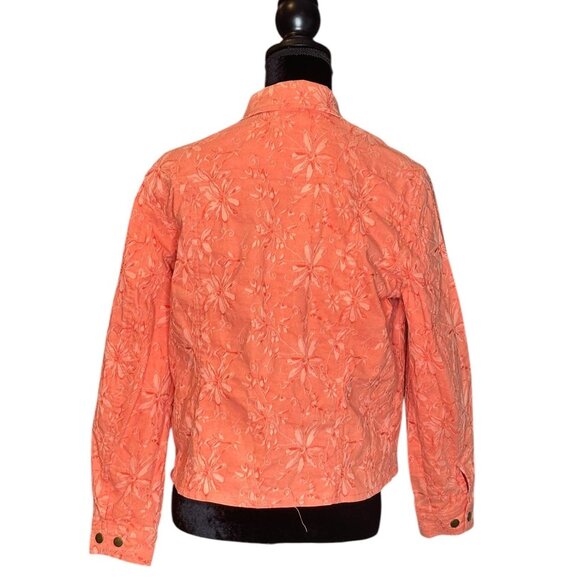Coldwater Creek Floral Embossed Jacket Womens Size PM Cotton Blend Full Zip - Picture 6 of 14